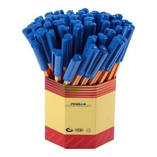 Pensan Ballpoint Office pen 1010 60 PCs-Blue cap school office workplace ballpoint pens