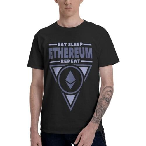 Vintage Eat Sleep Ethereum T-shirt Men Novelty T Shirt Short Sleeve Cotton Blockchain Crypto Cryptocurrency Tshirt Urban Tee