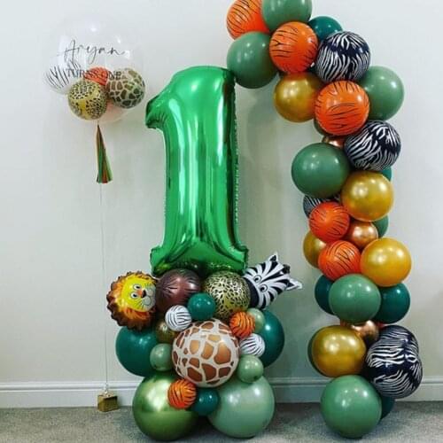 1pcs 32inch Green Number Foil Balloons Helium Wild One Birthday Party Decorations Big Number Ballon Baby Shower Baloon Kids Toys