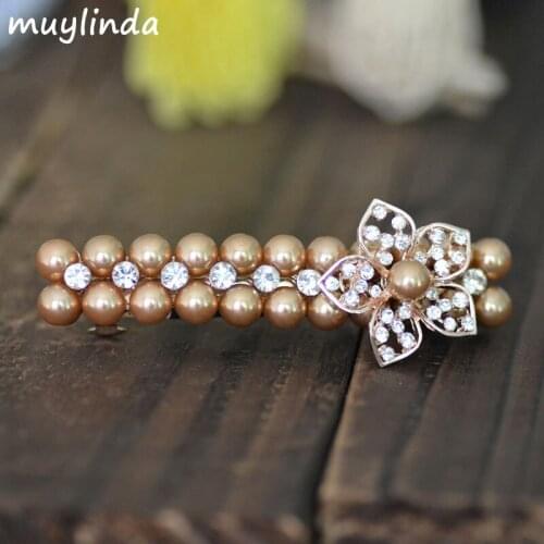 Fashion Rhinestone Simulated Pearls Hair Jewelry Flower Big Hair Clip Batterres Woman Ladies Girls Hair Accessories