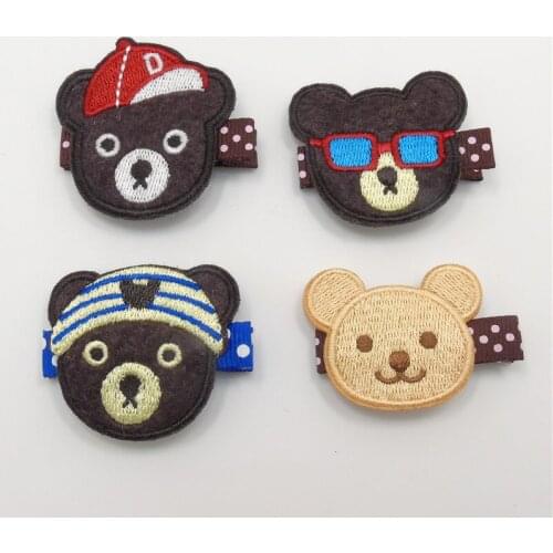 10pcs/lot Cartoon Bear Hair Clips Red Hat Bear Hairpin Sweet Animal Headband Bear Kid Girls Glasses Bear Hair Grips Barrettes