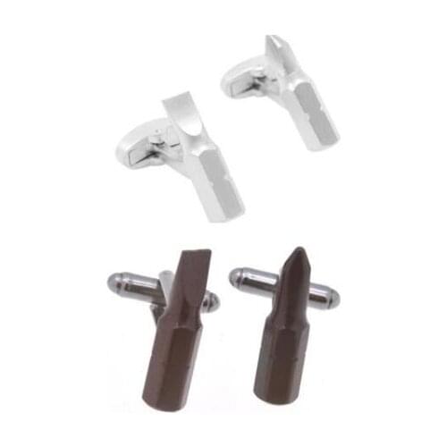 6pairs/lot Copper Tool Cuff Links Straight Screwdriver and Cross Screwdriver Cufflink Wholesale