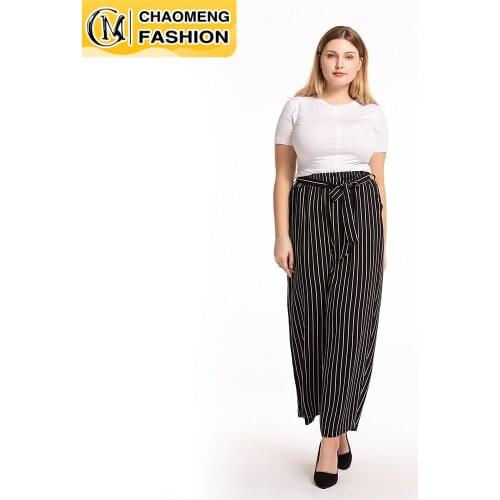New Fashion Plus Size Ropa Mujer Stripe Wide Leg Women Pants America Europe Africa Clothing Long Casual Loose Pantalon Femme
