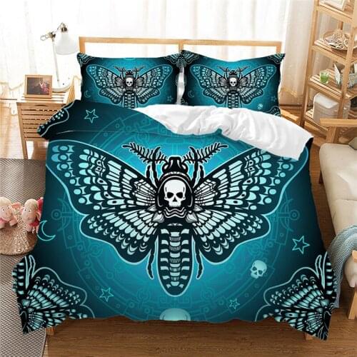 3D Skull bedding sets queen size moth skull set duvet cover with pillowcases comforter set bed linen king bed set home textile