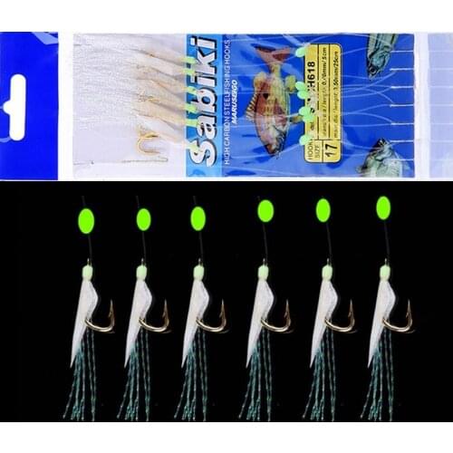 1PCS String Hook For Swivel Rigs Bait Jigs Fish Head Fishing Luminous Single Combination Fishhooks With 6 Small Hook