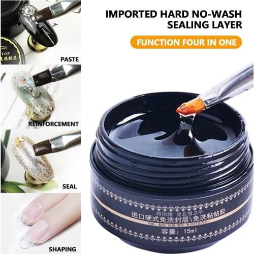 15ml Nail Art Hard Sealing Layer Multifunctional Disposable Rhinestone Glue Reinforced Four-in-One Functional Glue