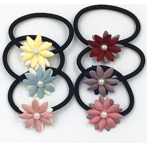 2pcs/lot Fashion flowers Elastic Hair Bands Hair Rope Hairband for flower Hair circle Headwear Hair Accessories for girls
