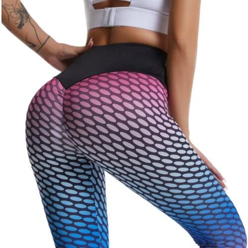 2021 Breathable Push Up Gym Clothes Trend High Waist Workout Leggings Gradient Printed Sport Trunks New Fitness Women Yoga Pants