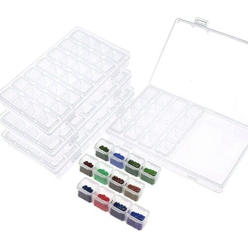 4 Pack 28 Slots Diamond Painting Boxes 5D Square Round Diamond Painting Accessories Diamond Embroidery Storage Boxes