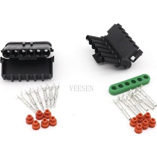 5set 6P 2.5 Series Connector For Weatherpack auto Truck Waterproof Electrical Wire Cable Way Plug Car Harness 18-14 GA