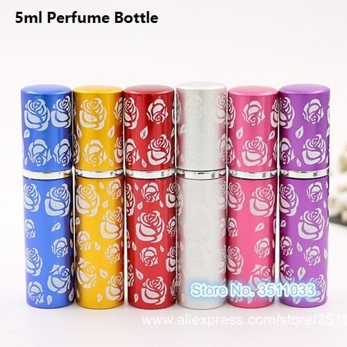 5ML Classical Small Travel Metal Glass Perfume Spray Atomizer Bottle Cosmetic Mini Rose Parfum Spray Scent Refillable Container