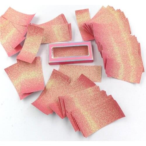 50/100/150/200Pcs Glitter Background Paper False Eyelashes Packaging Box 3D Mink Lashes Rectangle Colorful Card Wholesale