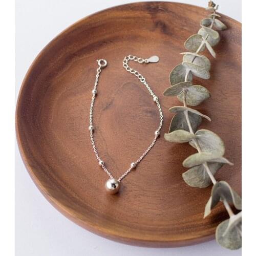 Promotion Real. 925 Sterling Silver Jewelry Round Ball / Lucky Bead Smaller &Bigger design Chain Bracelet GTLS382