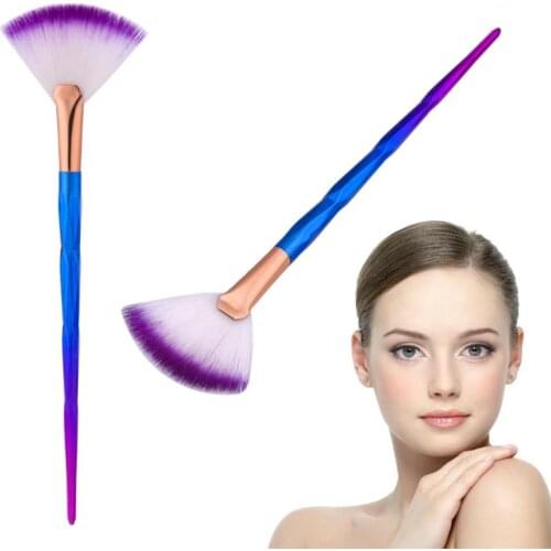 Diamond Rainbow Handle Makeup Brush Fan Shape Soft Skin Foundation Contour Powder Cosmetic Tool Professional Makeup Brush