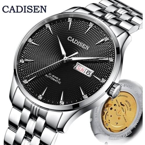 CADISEN Automatic Mechanical Watch Men Top Luxury Brand MIYOTA 8205 Luminous Business Wrist watches Male Clock Relogio Masculino