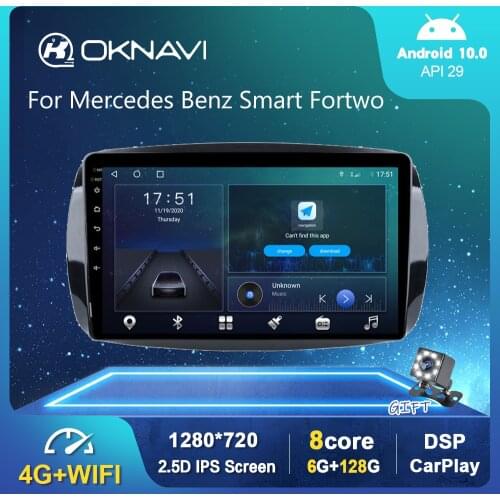 Android 10.0 Smart Car Radio For Mercedes Benz Smart Fortwo 2016 GPS Video Multimedia Stereo Auto Player Carplay 6G 128G DSP BT