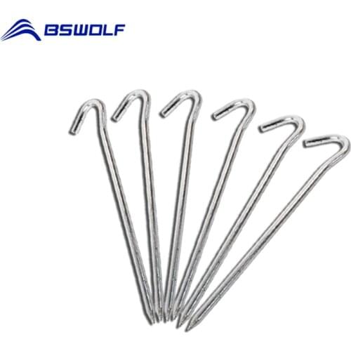 BSWolf 10pcs Tent Pegs Aluminum Alloy Stake With Rope 17.5*0.6cm Outdoor Tent Windproof Nail Peg Tent Accessories Equipment