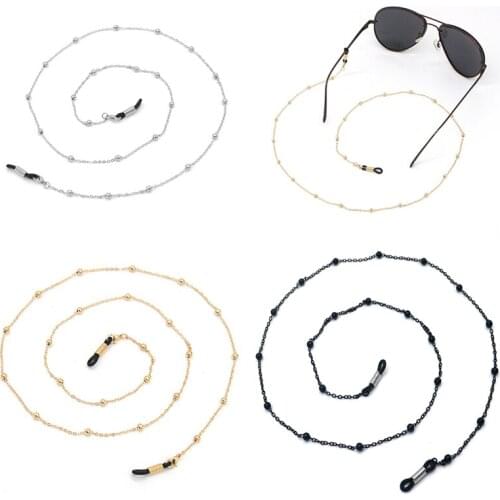 Fashion Metal Beaded Glasses Chain Women Men Simple Sunglasses Cord Retainer Holder Eyewear Lanyard Hanging Necklace