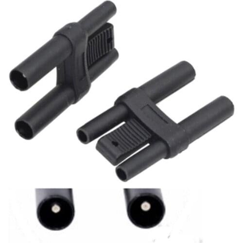 2PCS Pure Copper Spacing 19mm Short-circuit Duplex Adapter Double Row Female to Male 4mm Banana Plug for Multimeter Calibration