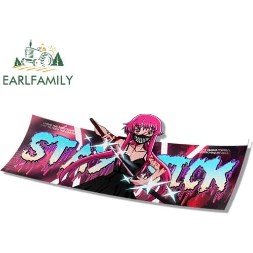 EARLFAMILY 13cm x 5.2cm For Future Diary Gasai Yunog Car Stickers Sunscreen Decal Vinyl Surfboard Decals Bumper Decoration