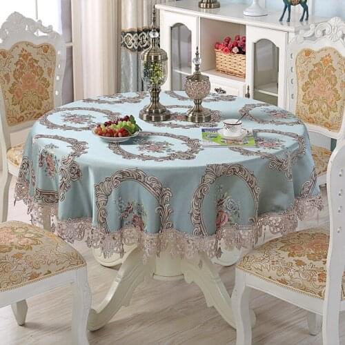 European Luxury Rose Jacquard Table Cloth Lace Tablecloth Table Wedding Decor Elegant Dining Table Cover Dustproof Cloth