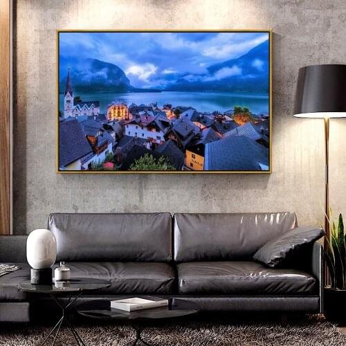 Forbeauty Oil Canvas Painting hallstatt For Home Decoration Wall Art