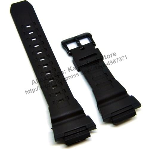Compatible Casio STL-S100H , STL-S110H - 18mm Black Rubber Black Watch Band - Strap
