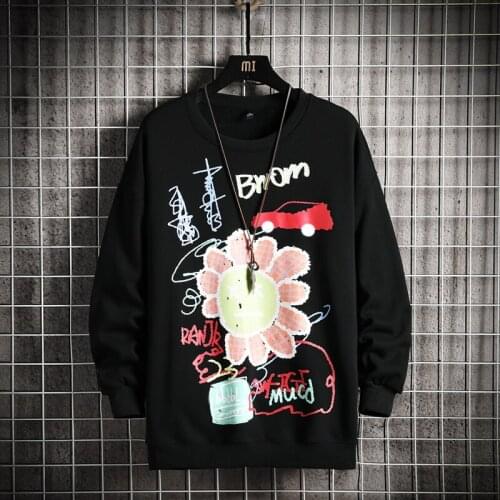 GlacialWhale Graffiti Japanese Streetwear Mens Crewneck Sweatshirt Men Hip Hop Oversized Black Hoodie Men Sweatshirts Hoodies