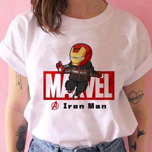 Marvel Iron Man Hipster Womens Clothing Streetwear Design T-shirt Fashion Urban Harajuku Style Ladies Top Tee The Avengers