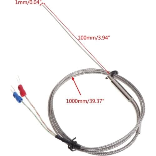 K-Type Thermocouple Probe 1mm x 100mm 2-wires Temperature Sensors 2-Terminals 1m L69A