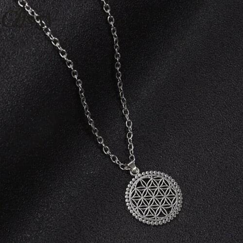 Hollow Flower of Life Pendant Necklace Steampunk Choker Necklace Collar Vintage Unisex Streetwear Hip Hop Gothic Jewelry Gifts