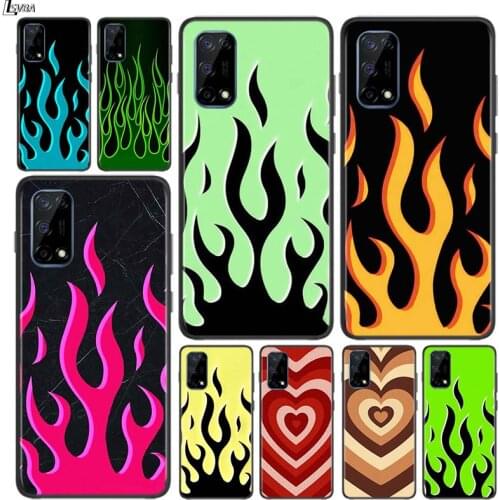 Cool green flame Shockproof Cover for OPPO Realme7 7i 6 5 3 2 Pro C1 C2 Black Phone Case Shell Soft Fundas Coque Capa
