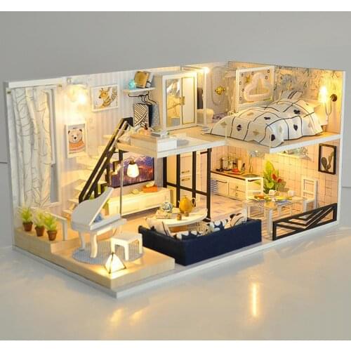 DIY Doll House Wooden Doll Houses Miniature Dollhouse Furniture Kit Toys for Children Christmas Gift