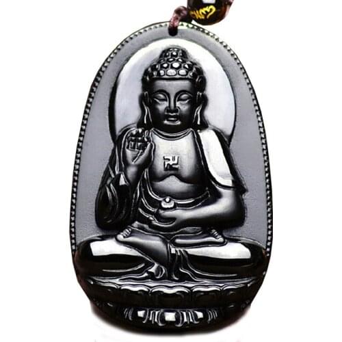 Natural Black Jade Guanyin Pendant Obsidian Charms Men Women Genuine Jades Stone Zodiac Pendants Necklaces Amulet Gifts