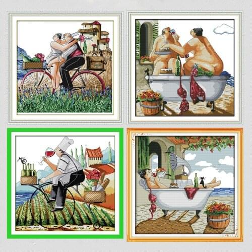 Taste Life Series Handmade Counted Cross Stitch Kits 11CT14CT Printed Pattern Crafts DMC Convas Sewing Needlework Embroidery Set