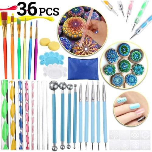 36pcs Mandala Dotting Tools Pottery Painting Pen Steel Ball Stick Combination Set for Painting Rock Pottery Ceramics Tools