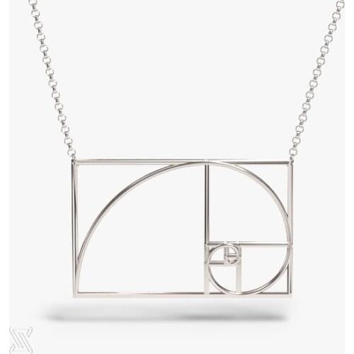 Science jewelry: Fibonacci necklace - silver golden ratio necklace - wearable mathematics - Phi - irrational jewelry
