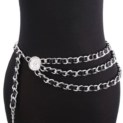 2021 New Waist Chain Belts Fashion Girls Metal Belt For Dresses Women PU Leather With Chain Designer Belts Fashion Jewelry Gifts
