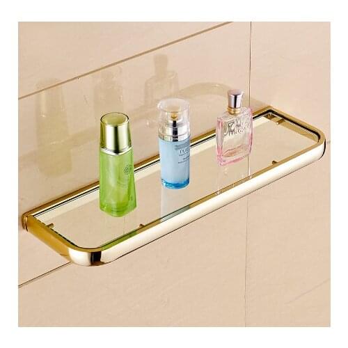 New Arrivals High Quality Wall Mounted Classic bathroom glass shelf brass material Bath Shower Shelf Bathroom cosmetic shelf