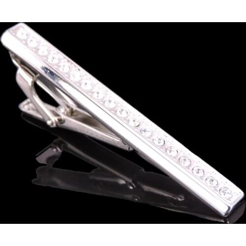 New white crystal tie clip spring fashion jewelry mens business shirt suit tie badge pin teachers Day gift tie clip