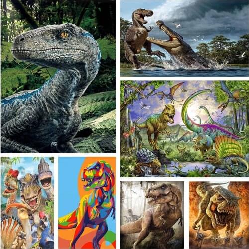 Full Square Round Diamond Painting Set Dinosaur Painting 5d Imitation Diamond Embroidery Cross Stitch Mosaic Kids Room Decor
