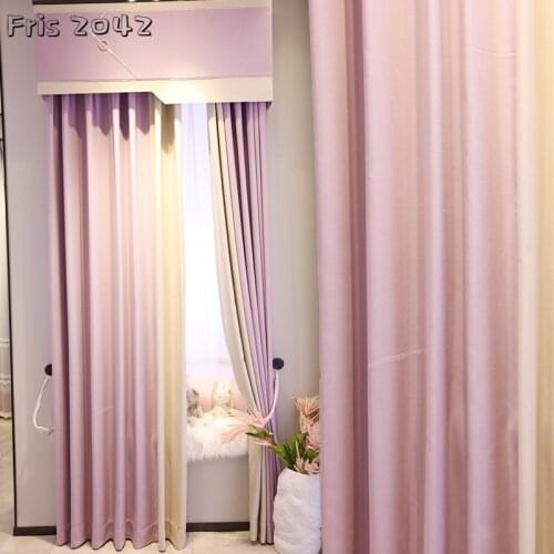 Mesmondsa Pure Color Purple Stitching Finished Curtain Simple Warm Girl Room Shading Curtains for Living Dining Room Bedroom