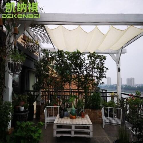2.0 M Width x 3.84 M Length Runner Sliding Roof Retractable Wave Sun Shade Sail with 95% UV