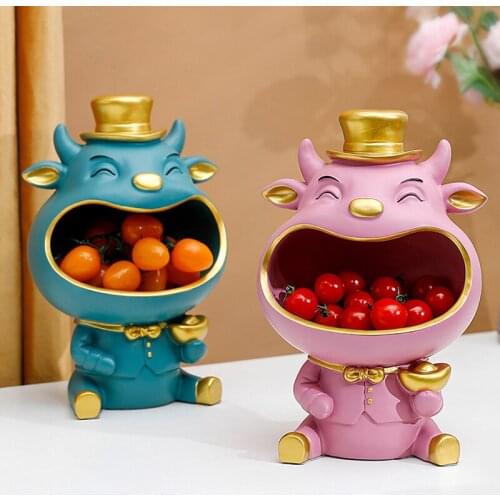 Home Decoration Storage Animal Ornaments Desktop Candy Nut Fruit Key Jewelry Organizer Statue Resin Sculpture Decor Figuras