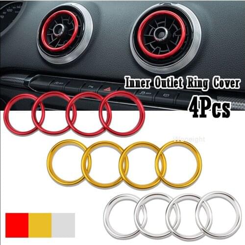 Wooeight 4x Center Console Air Conditioner Outlet Frame Cover Trim Replacement Ring Styling Fit for Audi A3 8V Q2 2017-2018