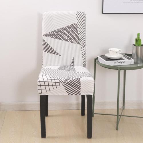 Yaapeet 4pcs Geometric Chair Covers for Dining Room Brief Plant Printed Chair Seat Case Europe Solid Color Chair Slipcovers