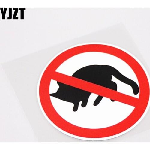 YJZT 11CM*11CM Interesting Animal Cat Warning Mark PVC Car Sticker Decal Decoration 13-0938