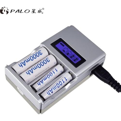 PALO AA AAA Rechargeable Battery Charger aa aaa Batteries Charger LCD Smart Quick Charger for 1.2V AA AAA Nimh Nicd Battery