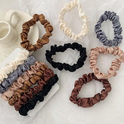 2019 Korea Solid Color Wrinkle Coth Elastic Hair Bands For Women Simple Hair Scrunchies 6PCS/sets Wholesale