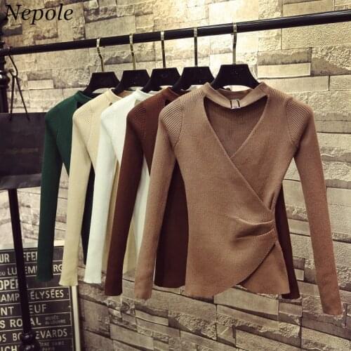 Neploe Helter Neck Elastic Grace Women Sweater Solid Knitted Female Pullover 2021 Spring Autumn New Elegant Sueter Mujer 69244